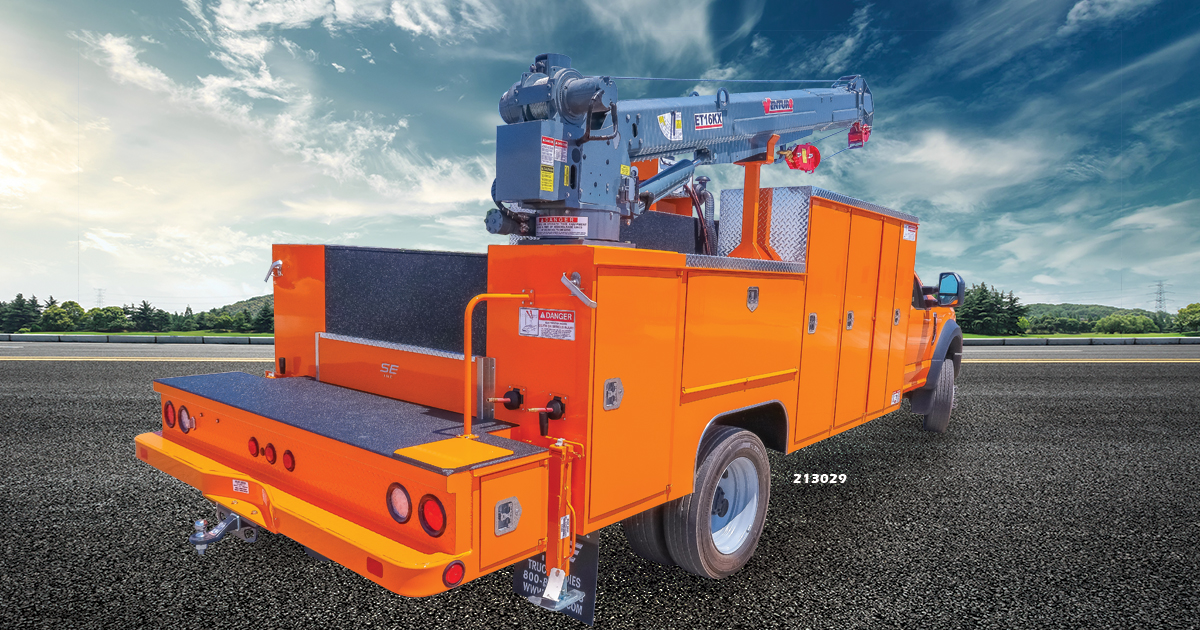 Orange Scelzi Crane Truck Body